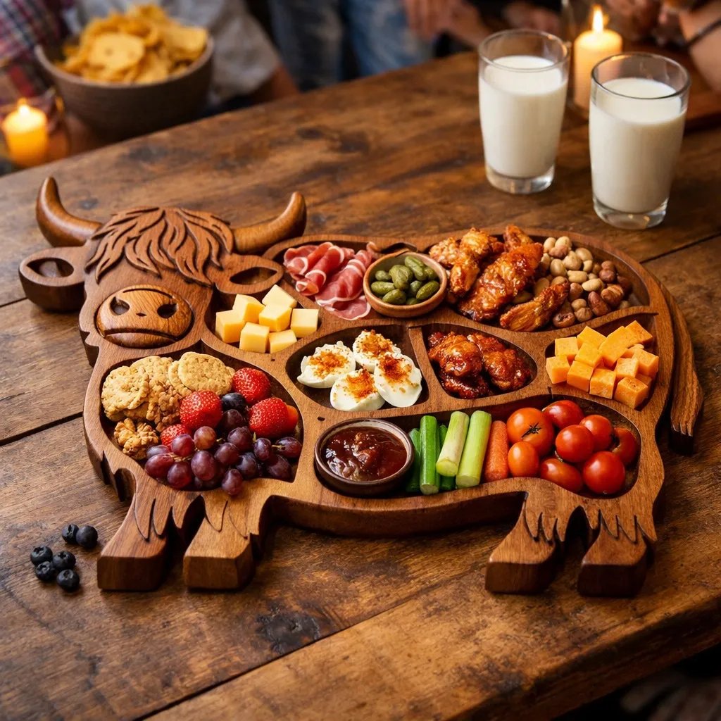 đź Highland Cow Wooden Charcuterie Board