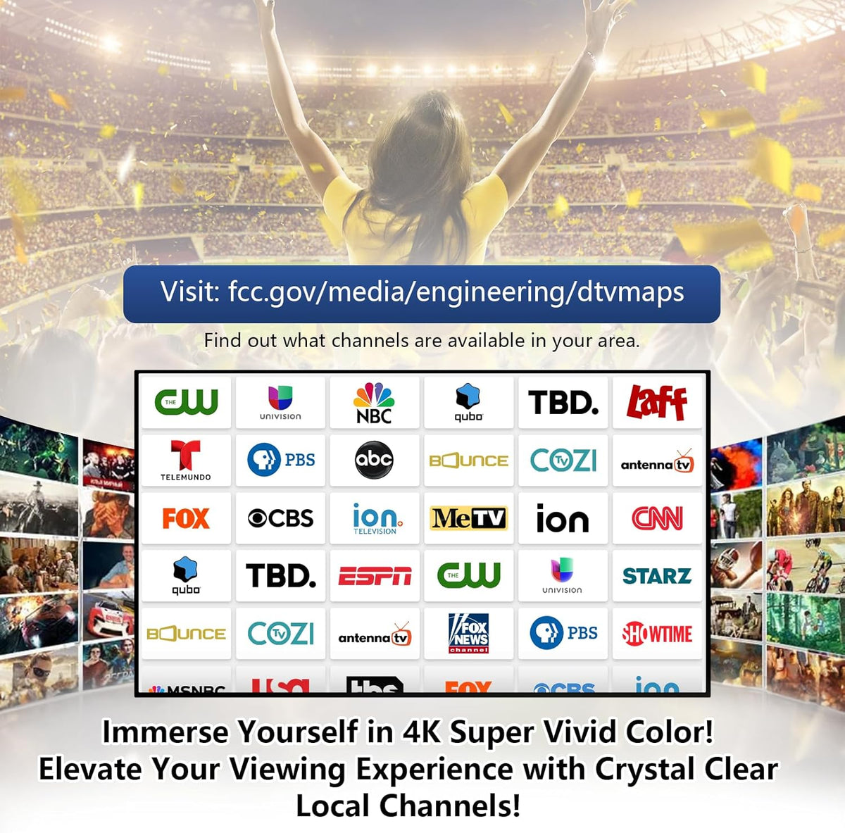 đș TV Antenna - Digital HD Antenna - Indoor HDTV 1080P 4K (Long Range) đ