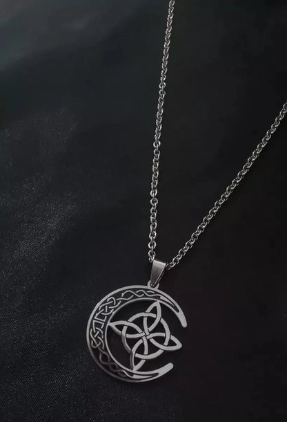 MoonKnot – Celtic Crescent Steel Pendant Necklace