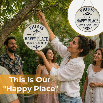 HomeBliss – “This Is Our Happy Place” Hanging Sign