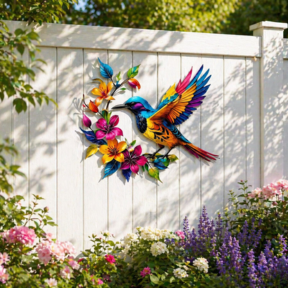 GardenWhisper – Floral Hummingbird Hanging Wall Art