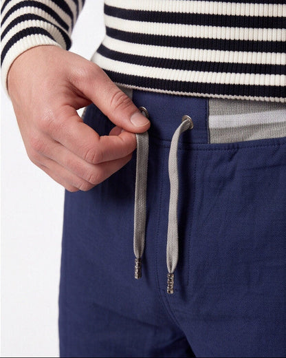 Coastal — Men's Drawstring Shorts with Leather Patch