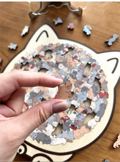 WhiskerCraft – 135 Pcs Cat Shaped Wooden Puzzle