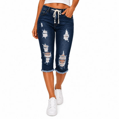 DenimBloom – High Waist Cropped Denim Jeans