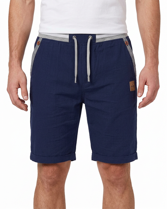 Coastal — Men's Drawstring Shorts with Leather Patch