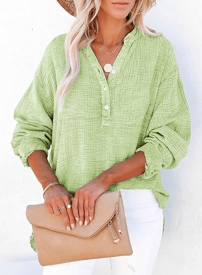 BreezyCharm Top – Oversized Textured Blouse