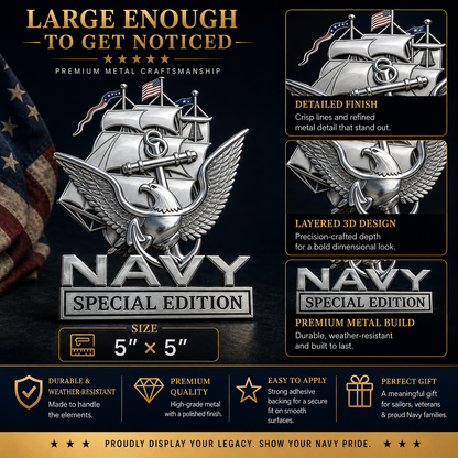 NavyHonor – Navy Veteran Metal Auto Emblem