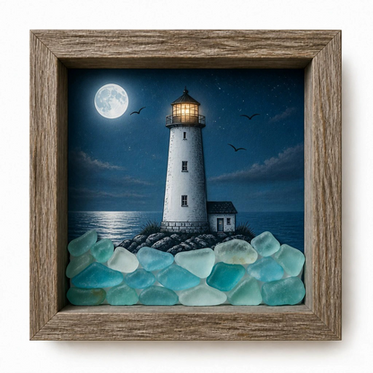 CoastalGlow – Sea Glass Lighthouse Shadow Light