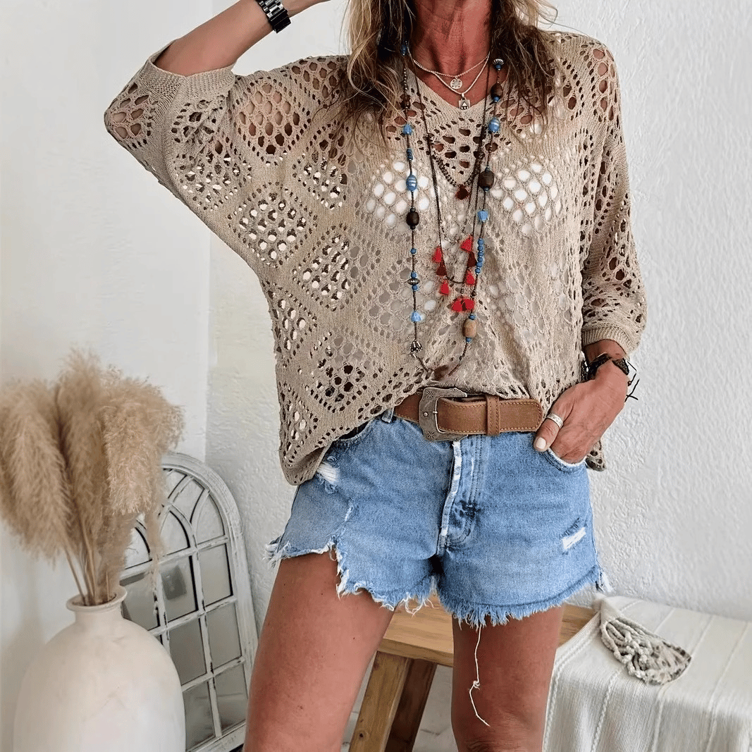 CoastalMuse – Elegant Boho Crochet Top