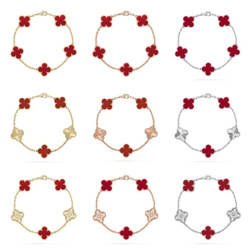 AuraLeaf – Lucky Carnelian Clover Bracelet