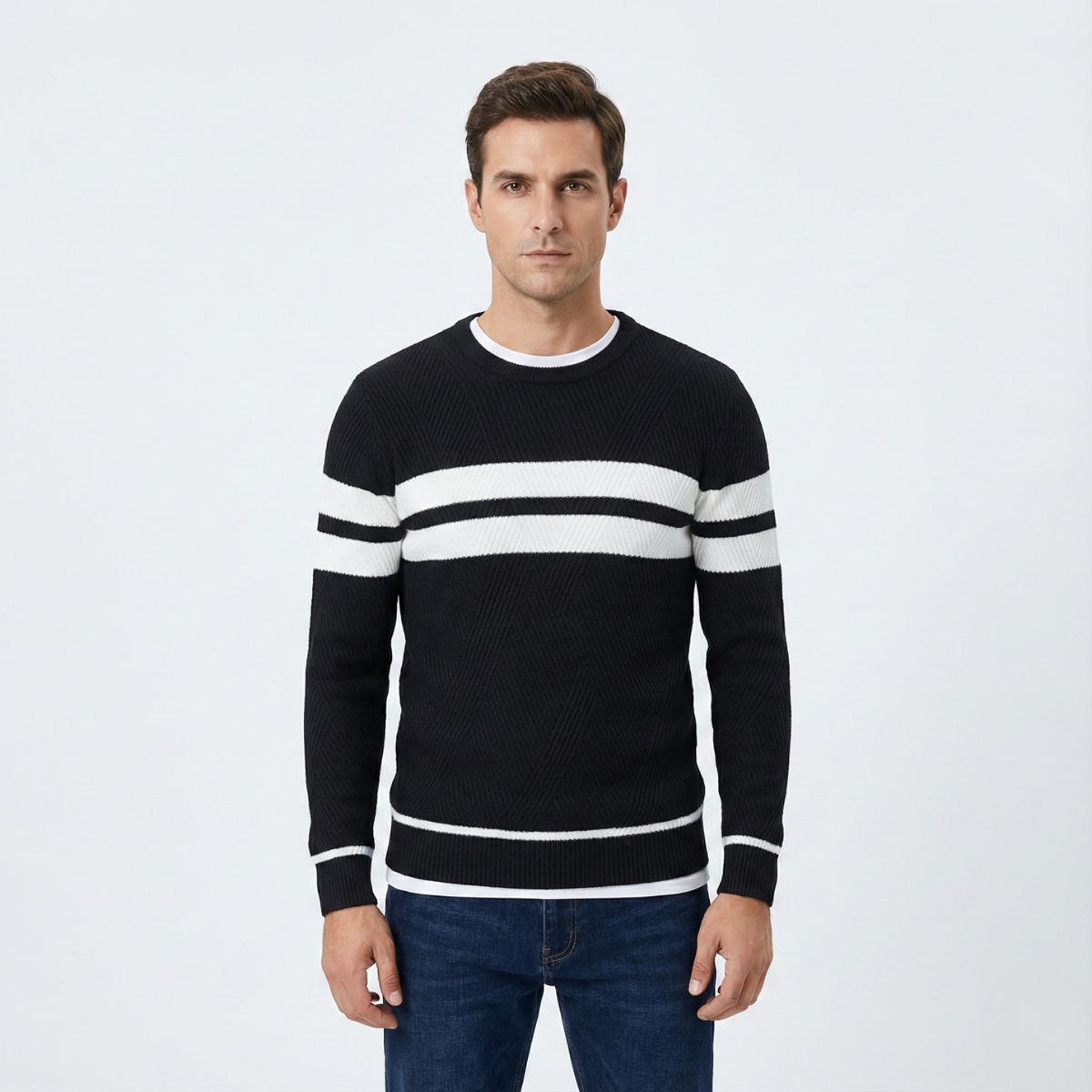 Zander Field Stripe Cotton Crewneck