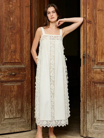 PureLinen – Vintage Lace Summer Midi Dress