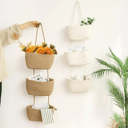 OrganizePro – Decorative 3-Tier Hanging Organizer Bag