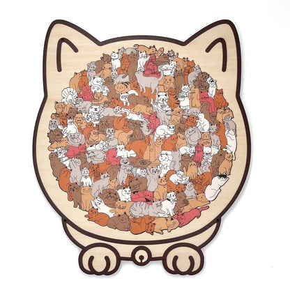 WhiskerCraft – 135 Pcs Cat Shaped Wooden Puzzle