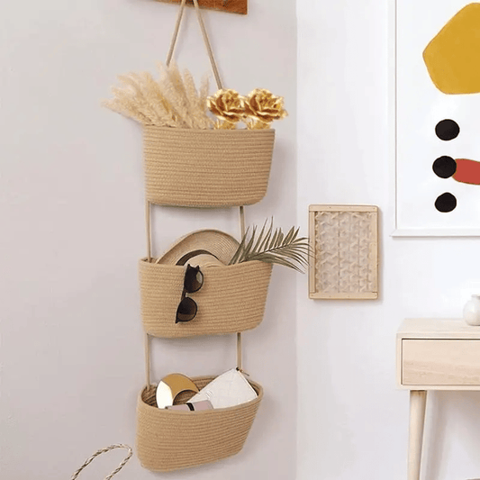 OrganizePro – Decorative 3-Tier Hanging Organizer Bag