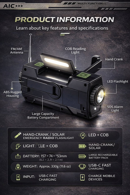 PowerCast Elite – 4-in-1 Emergency Radio