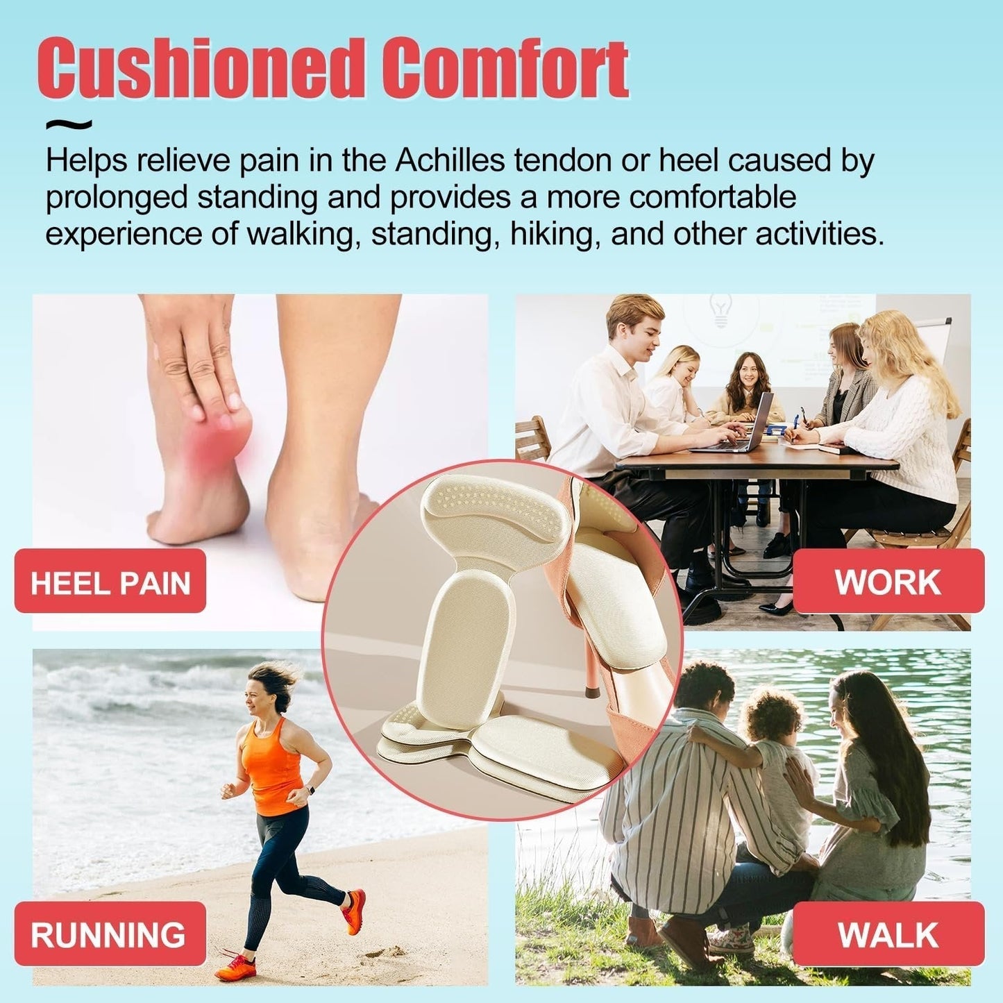 🌟Soft Heel Cushion Pads Anti-slip Heel Protectors for Women & Men