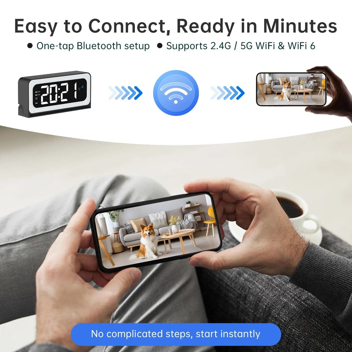 SpyraTech – Smart Alarm Clock Camera with Dual WiFi