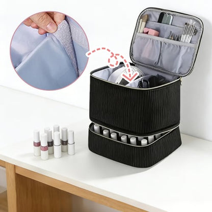 PolishPro – Deluxe Double‑Layer Nail Organizer Case