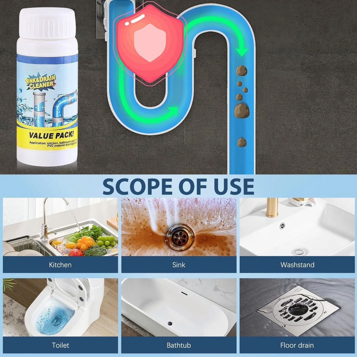LAST DAY 50% off✨ Powerful Sink Drain Cleaner - All-Purpose Pipe Dredging Powder for Home