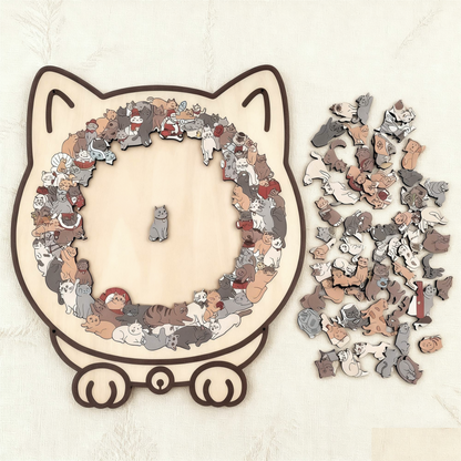 WhiskerCraft – 135 Pcs Cat Shaped Wooden Puzzle
