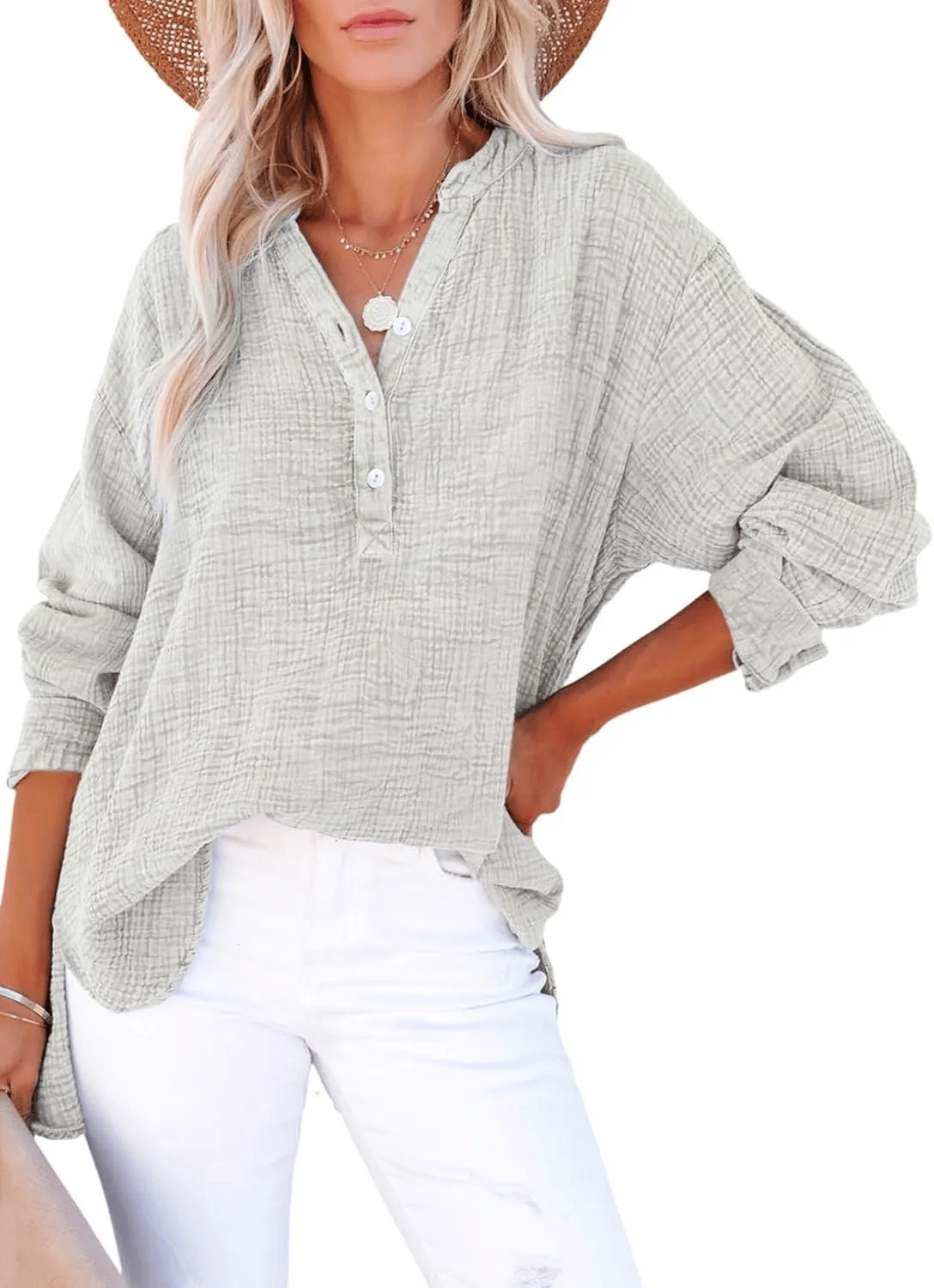 CloudFit – Women’s Casual Oversized Gauze Blouse