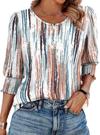 StyleBreeze – Elegant Relaxed Fit 3/4 Sleeve Top