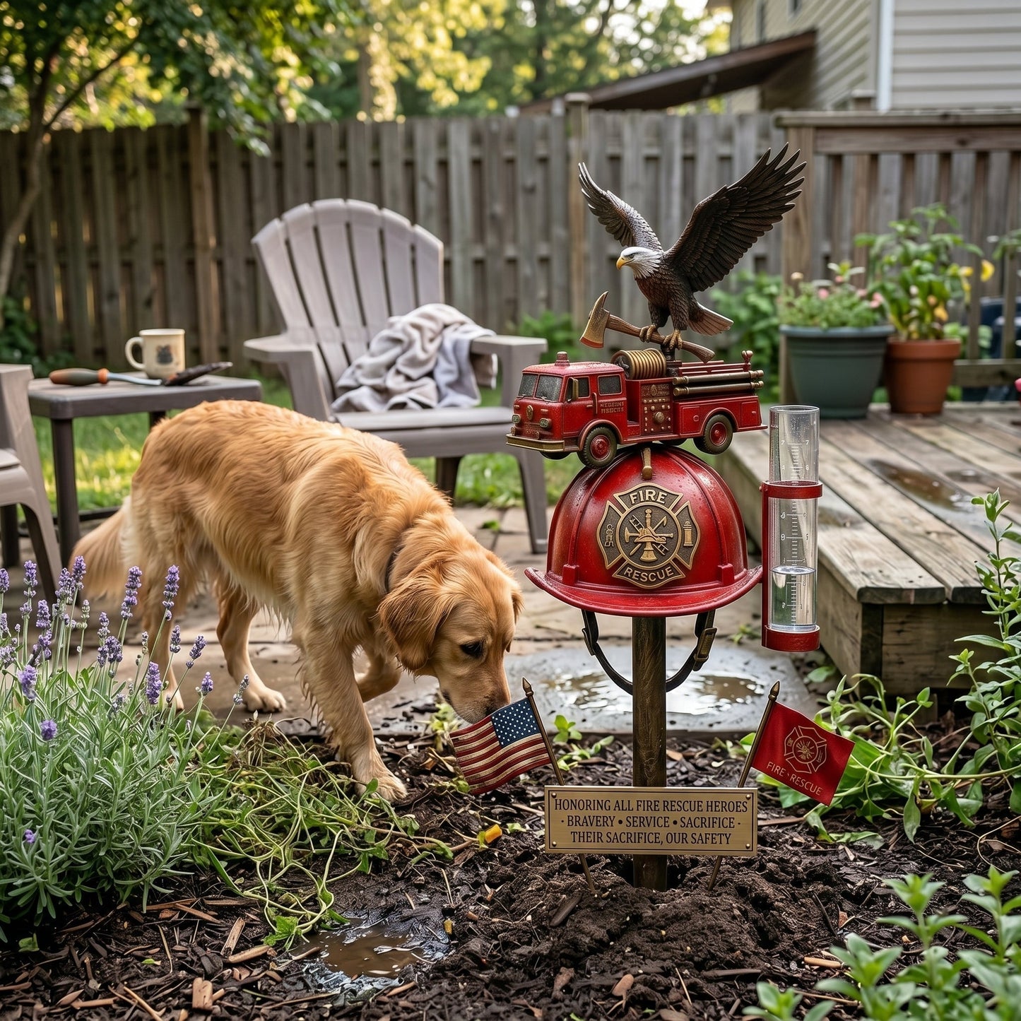 FireHonor – Firefighter Tribute Garden Rain Gauge