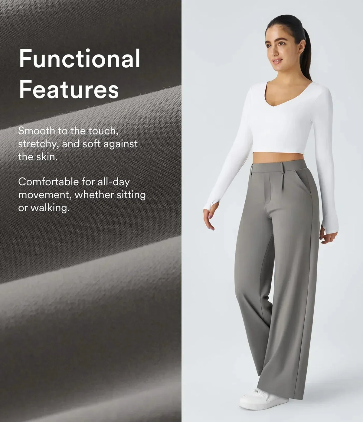 EleganceFit – High Waist Straight Casual Pants