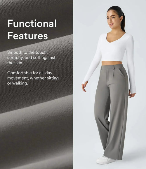 EleganceFit – High Waist Straight Casual Pants