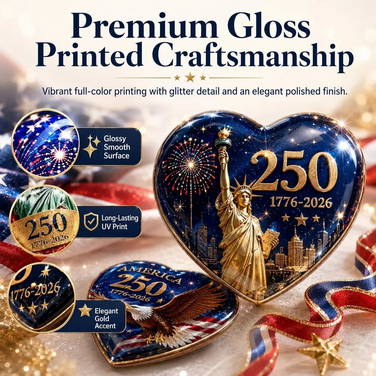PatriotHearts – America 250th Anniversary Heart Ornament Collection
