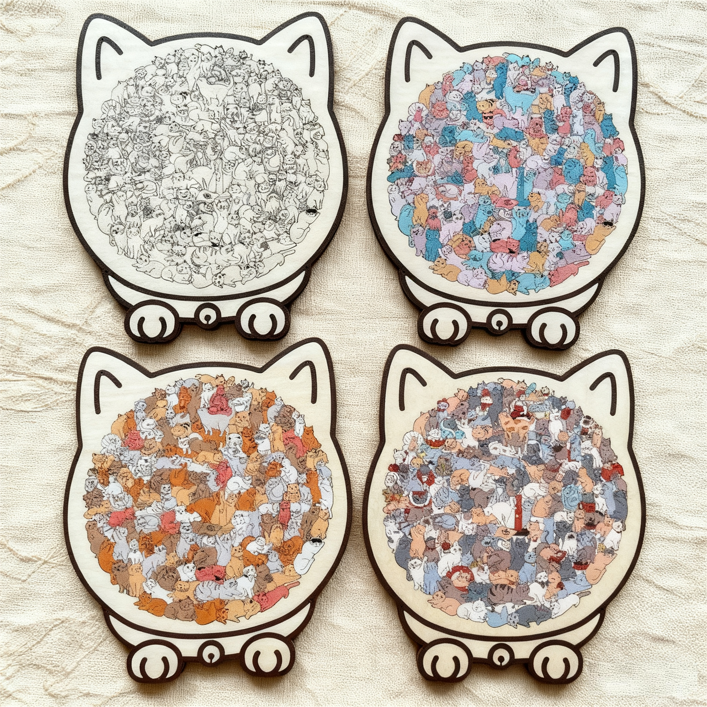 WhiskerCraft – 135 Pcs Cat Shaped Wooden Puzzle