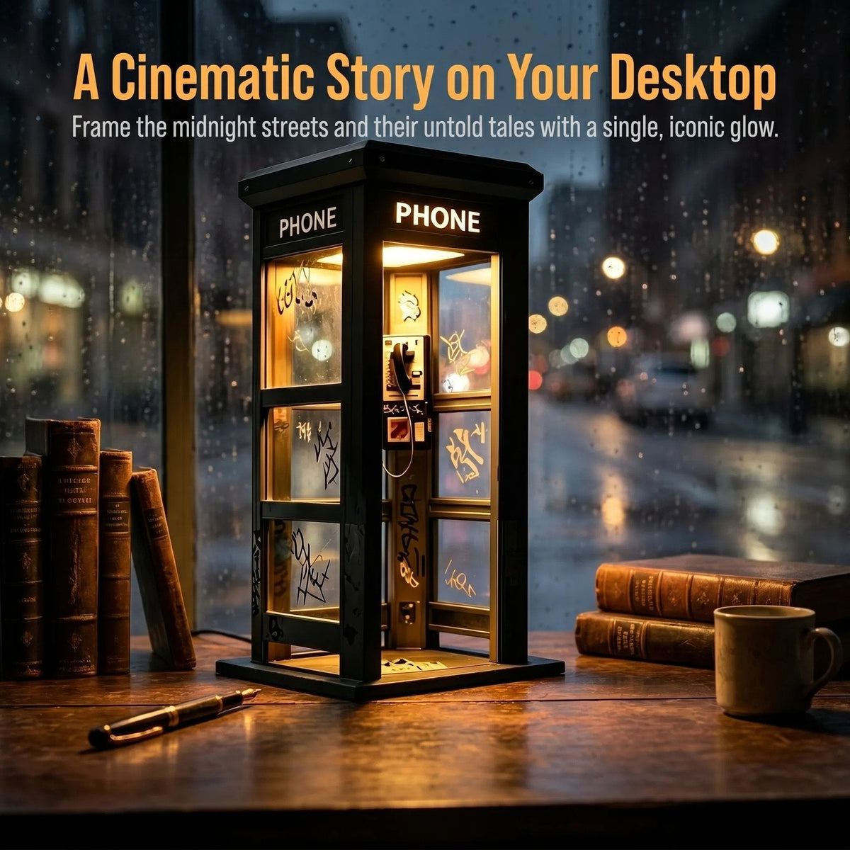 NoirBooth Glow - Vintage Phone Booth Ambient Lamp