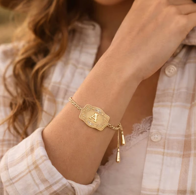 GlobeStyle – Premium Initial Embossed Bracelet