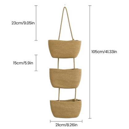 OrganizePro – Decorative 3-Tier Hanging Organizer Bag