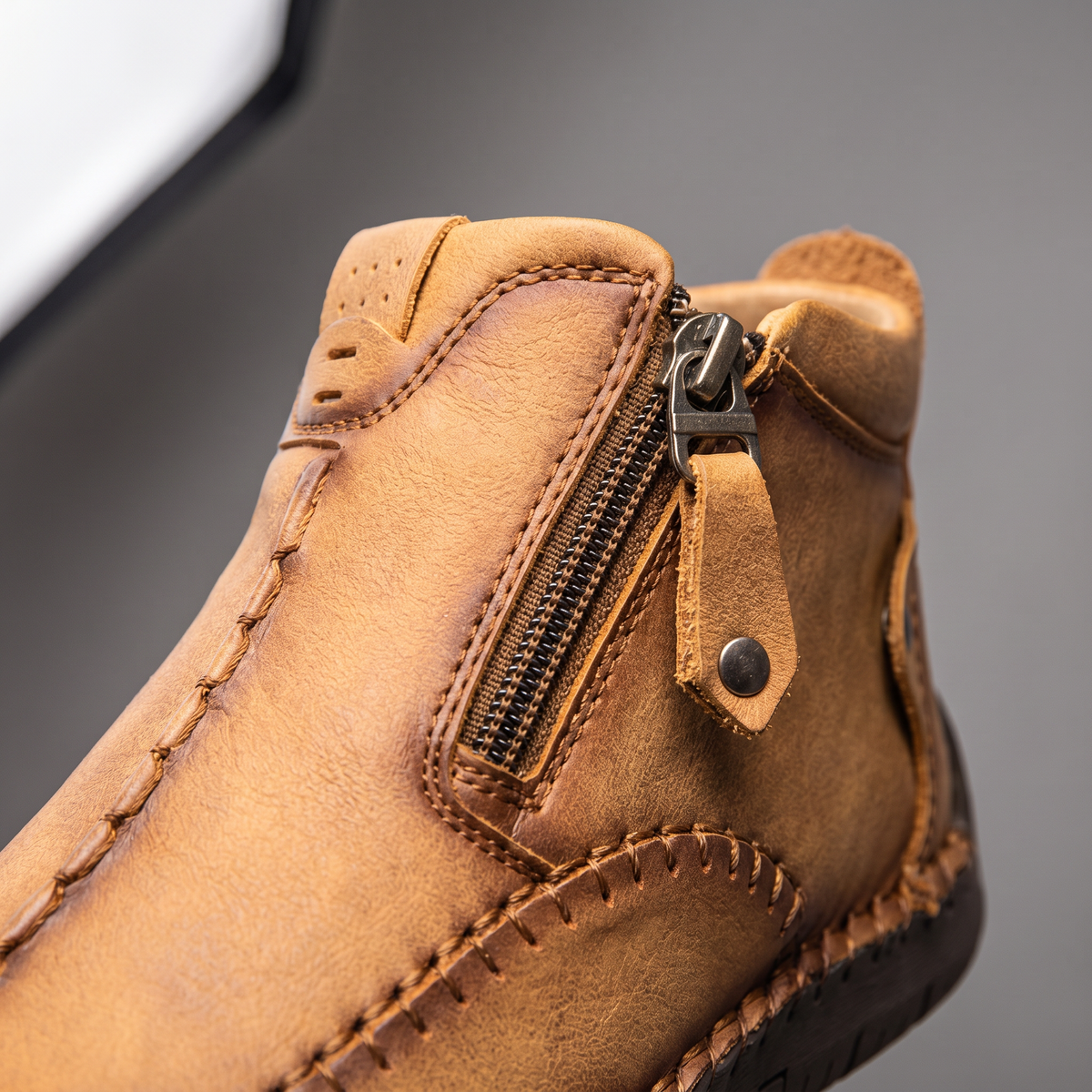 Hudson — Hand-Stitched Leather Ankle Boots