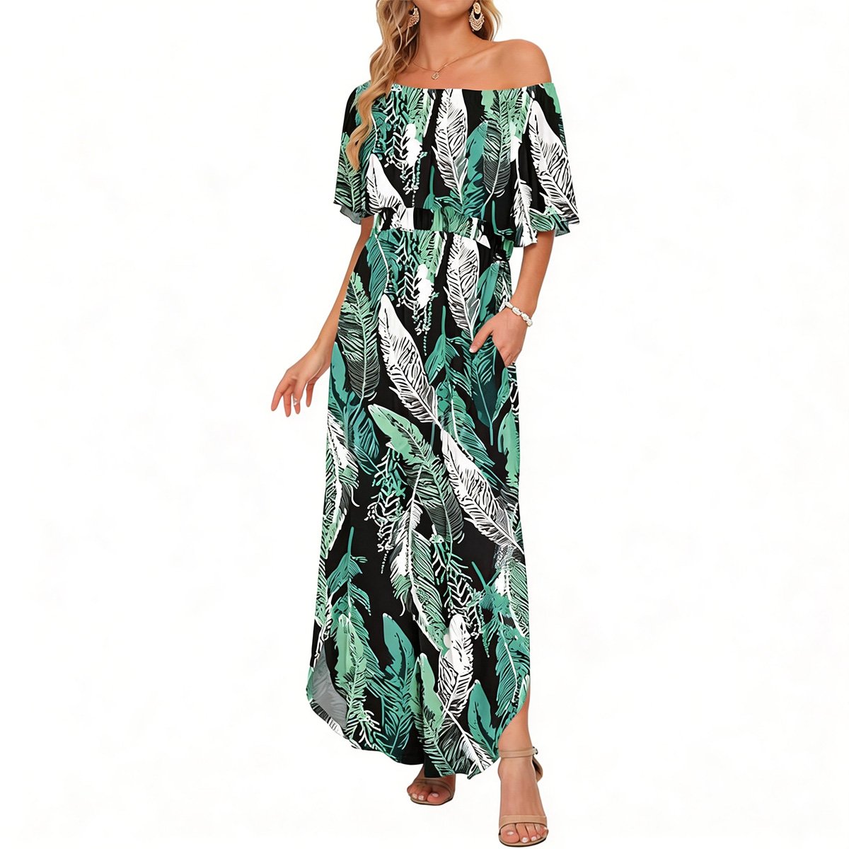 GraceLoom – Flowing Shoulder Dress