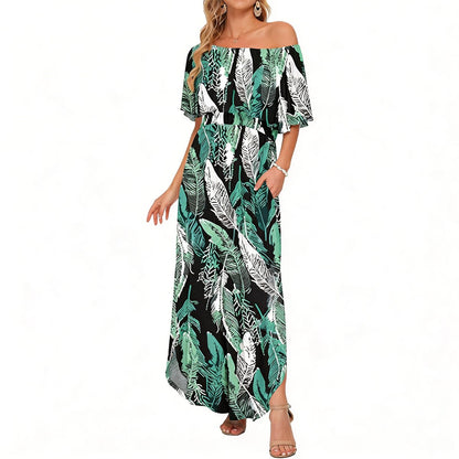 BreezeBelle – Off Shoulder Ruffle Maxi Dress