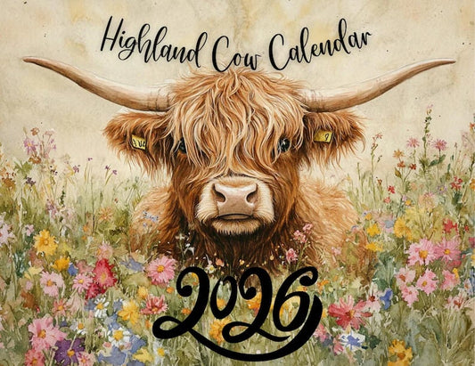 HighlandHugs – 2026 Cute Highland Cow Wall Calendar