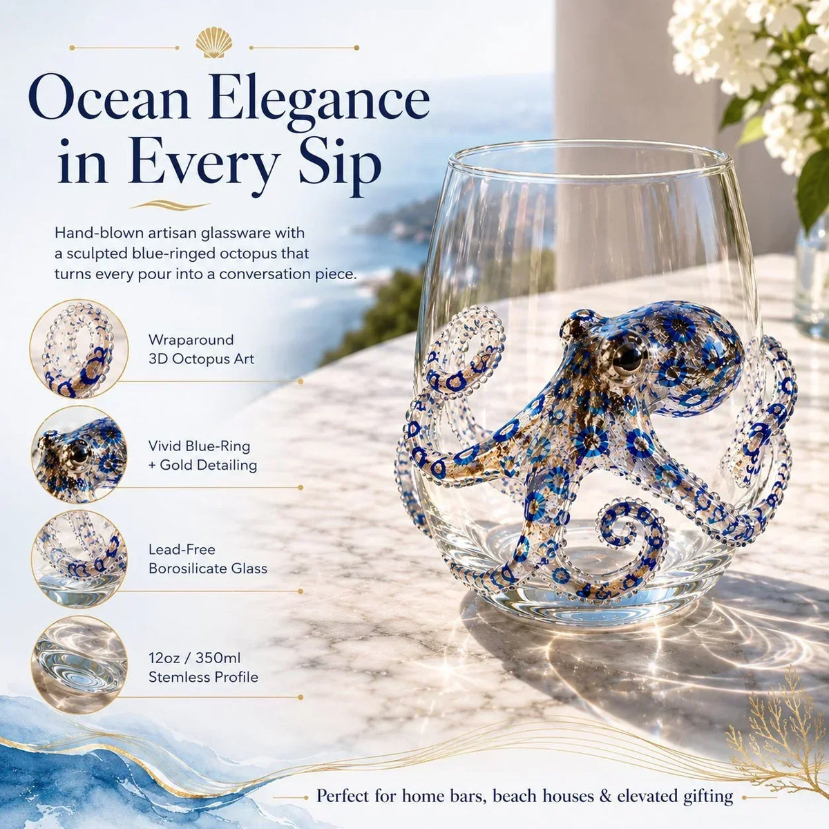 OceanGlow – Blue Ringed Octopus Artisan Glass