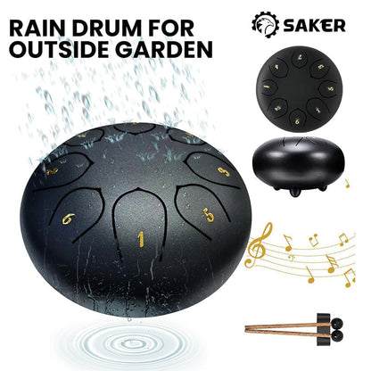 NatureBeat – Outdoor Steel Rain Drum with Finger Picks