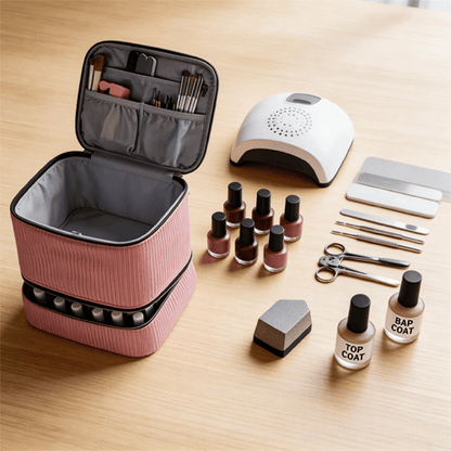 PolishPro – Deluxe Double‑Layer Nail Organizer Case