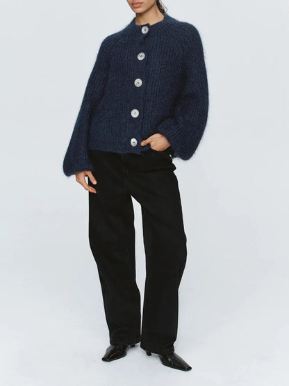 StyleNest – Casual Long Sleeve Navy Cardigan