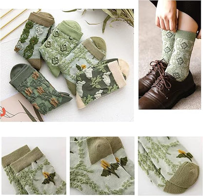 LumeFlora – Soft Cotton Embroidered Flower Socks