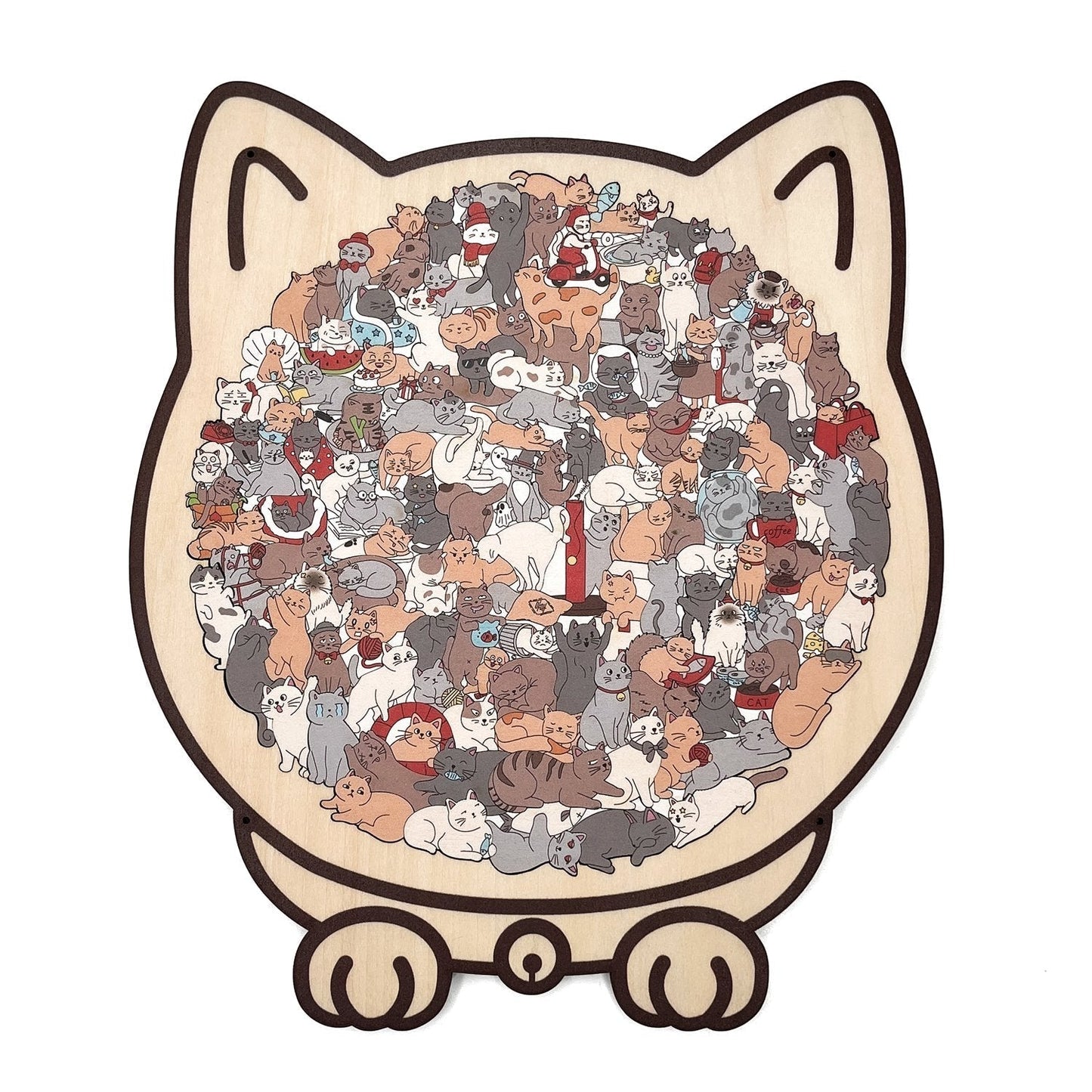 WhiskerCraft – 135 Pcs Cat Shaped Wooden Puzzle