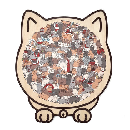 WhiskerCraft – 135 Pcs Cat Shaped Wooden Puzzle