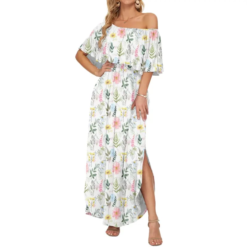 BreezeBelle – Off Shoulder Ruffle Maxi Dress