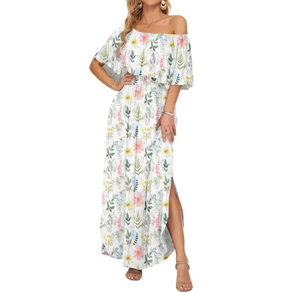 BreezeBelle – Off Shoulder Ruffle Maxi Dress