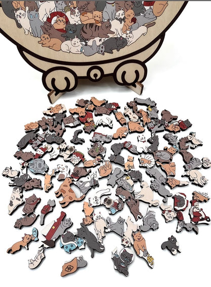WhiskerCraft – 135 Pcs Cat Shaped Wooden Puzzle