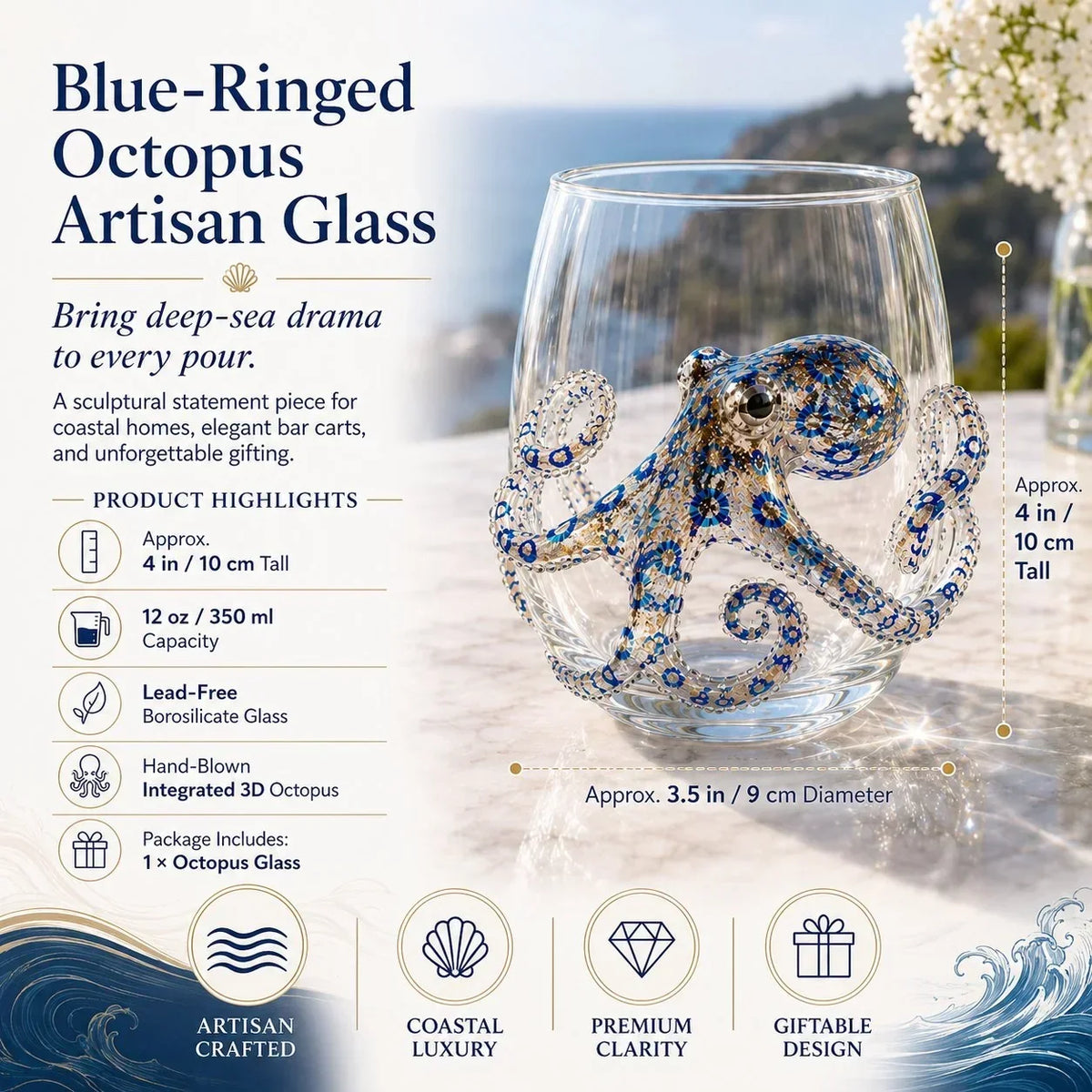 OceanGlow – Blue Ringed Octopus Artisan Glass